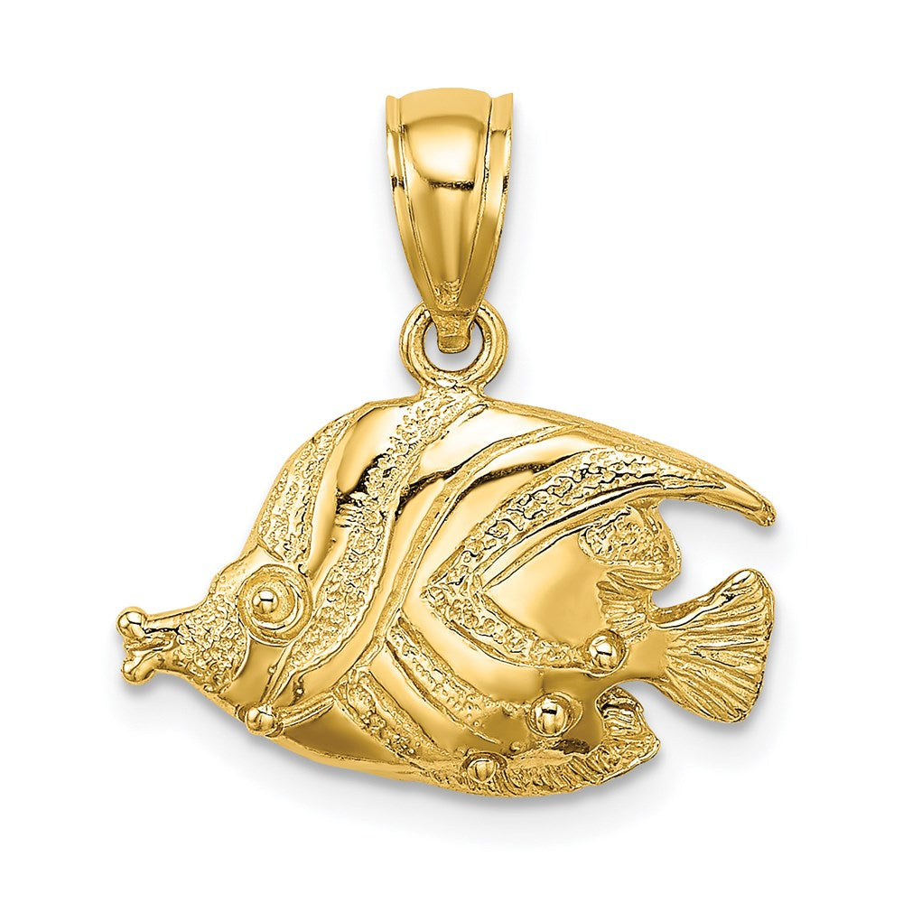 14K 2-D Polished Engraved Fish Charm