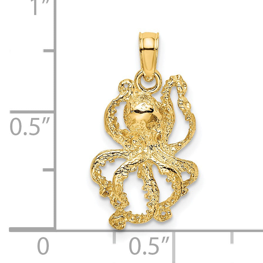14K Textured Octopus Charm