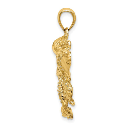 14K Textured Large Octopus Charm
