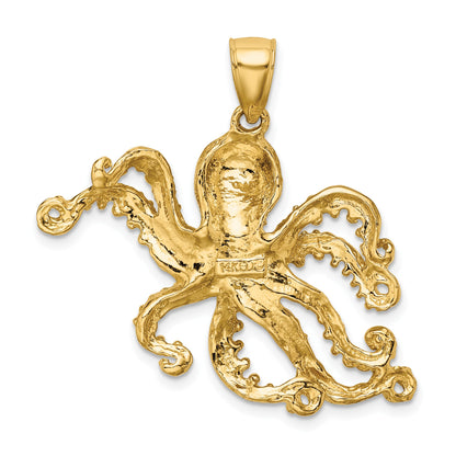 14K Textured Large Octopus Charm