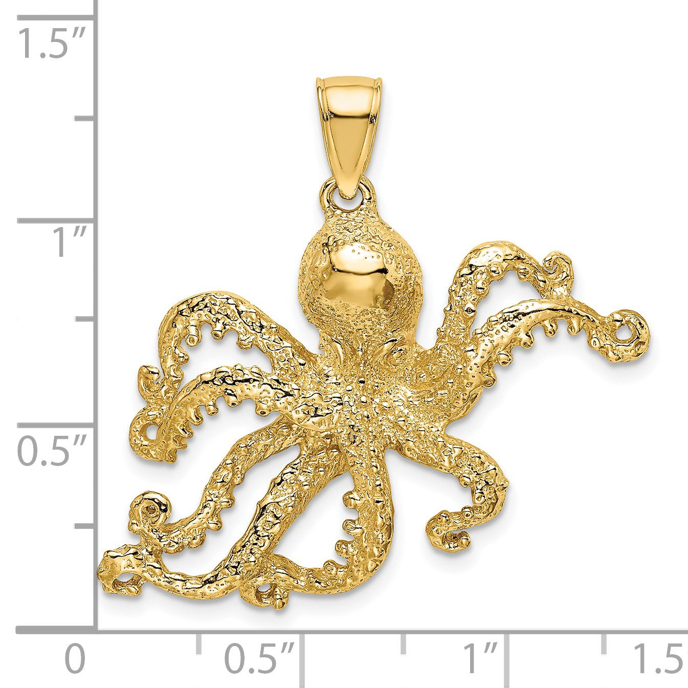 14K Textured Large Octopus Charm