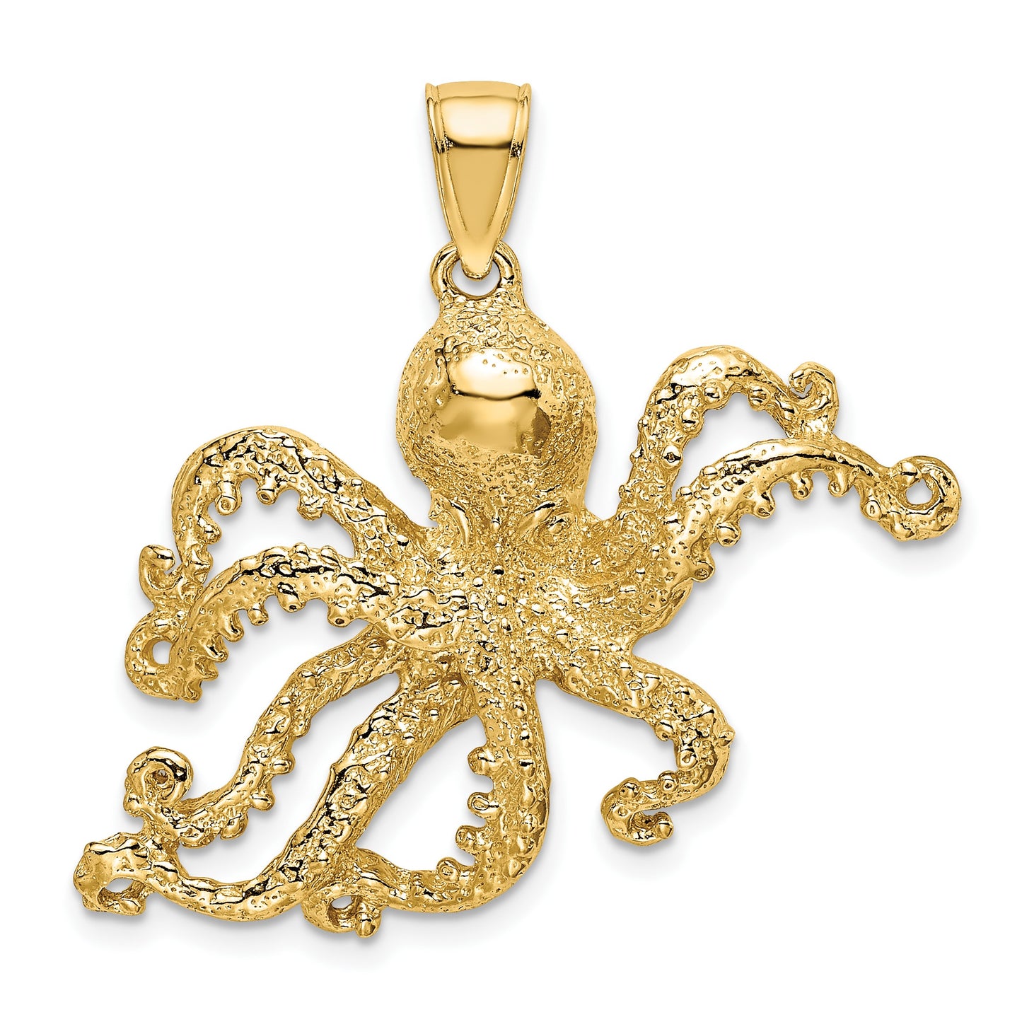 14K Textured Large Octopus Charm