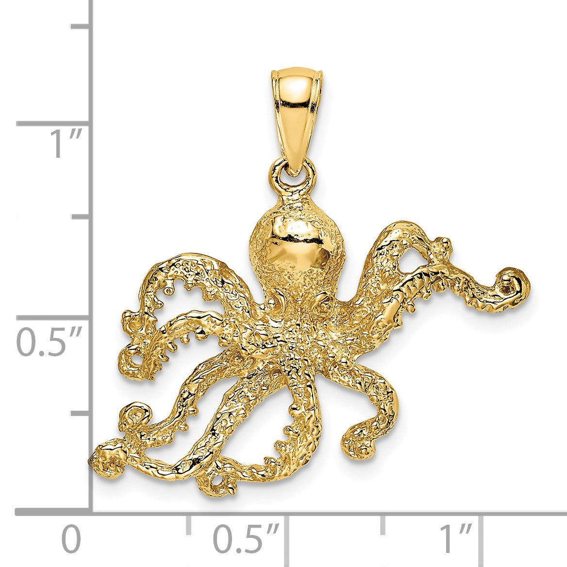 14K Textured Octopus Charm