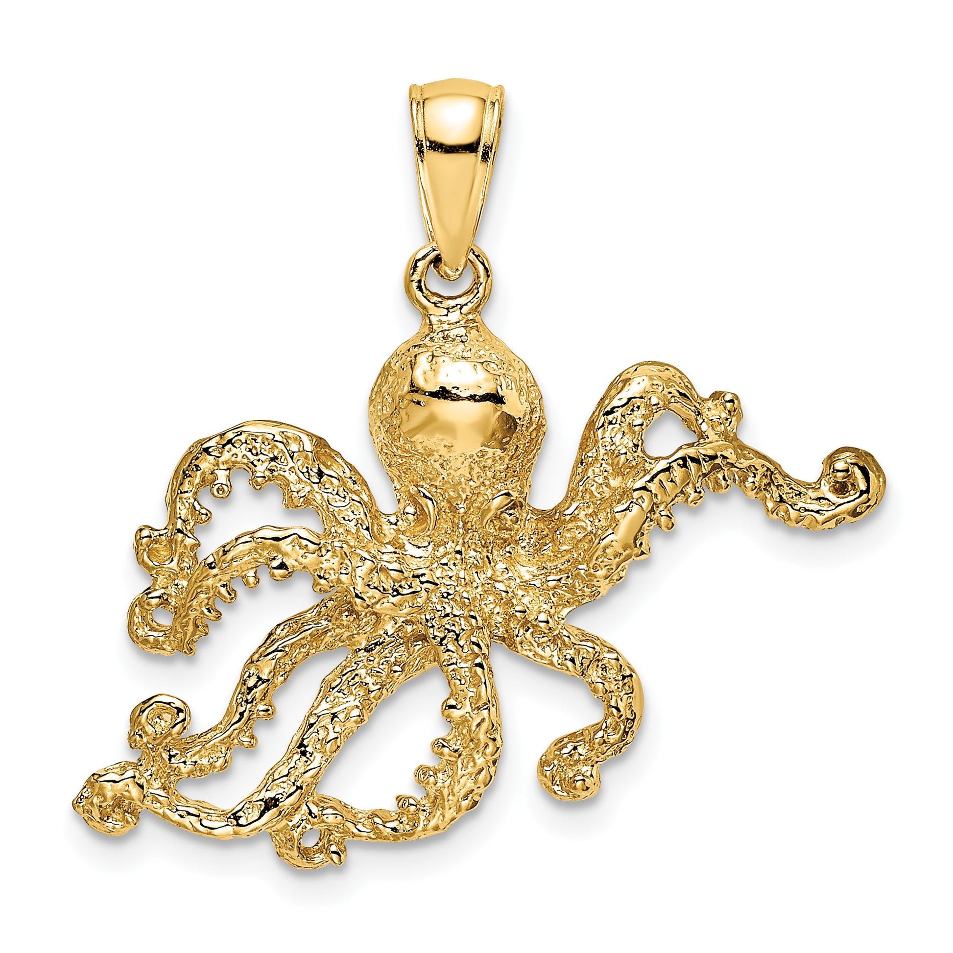14K Textured Octopus Charm