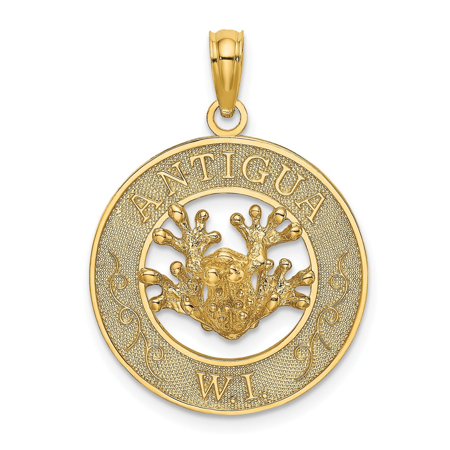 14K ANTIGUA W.I. Circle with Frog Charm