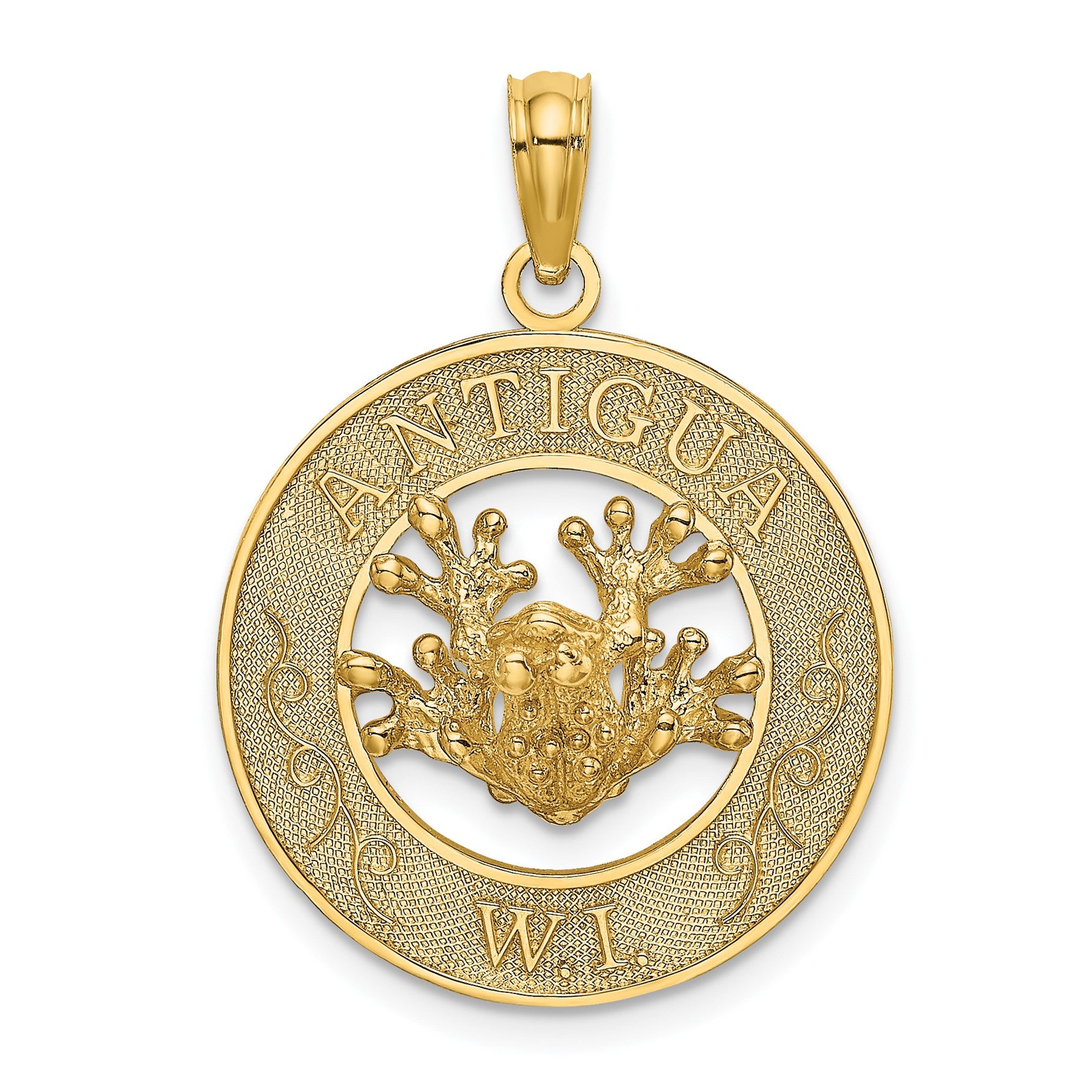 14K ANTIGUA W.I. Circle with Frog Charm