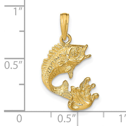 14k Polished Bass Fish Pendant