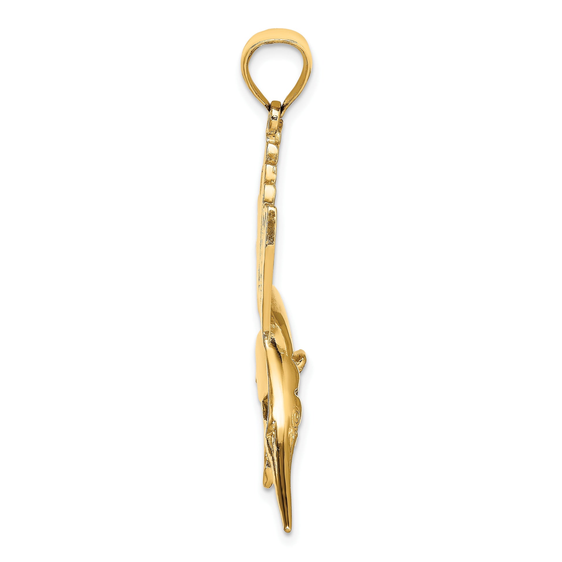 14K Large Polished Sailfish Charm