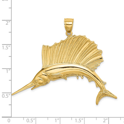 14K Large Polished Sailfish Charm