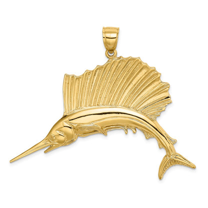 14K Polished Sailfish Charm