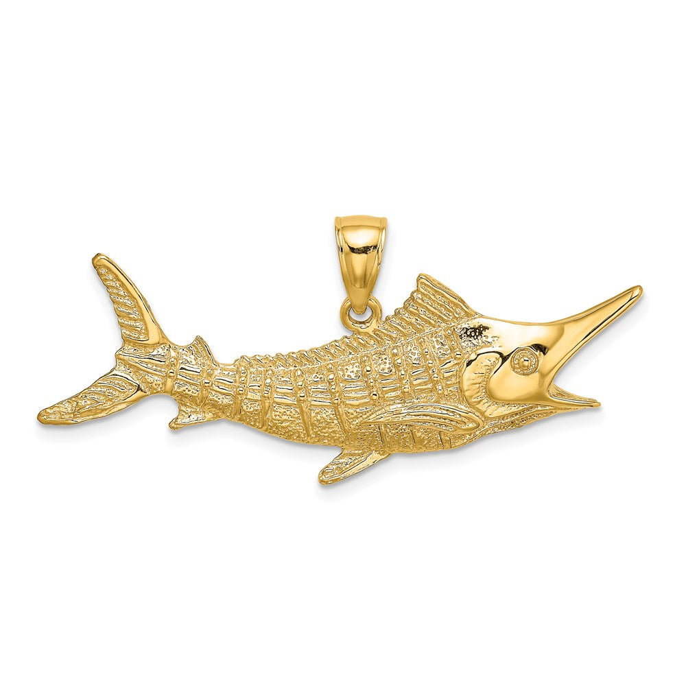 14K 2-D Textured Marlin Fish Charm