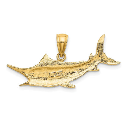 14K 2-D Textured Marlin Fish Charm