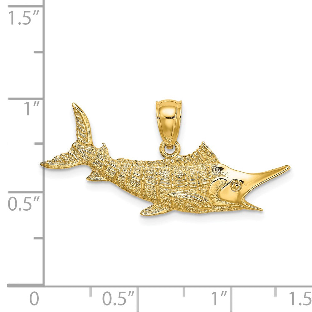 14K 2-D Textured Marlin Fish Charm