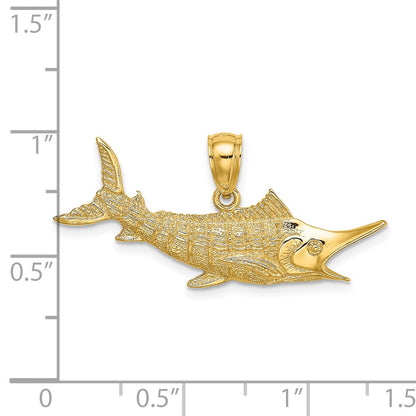 14K 2-D Textured Marlin Fish Charm