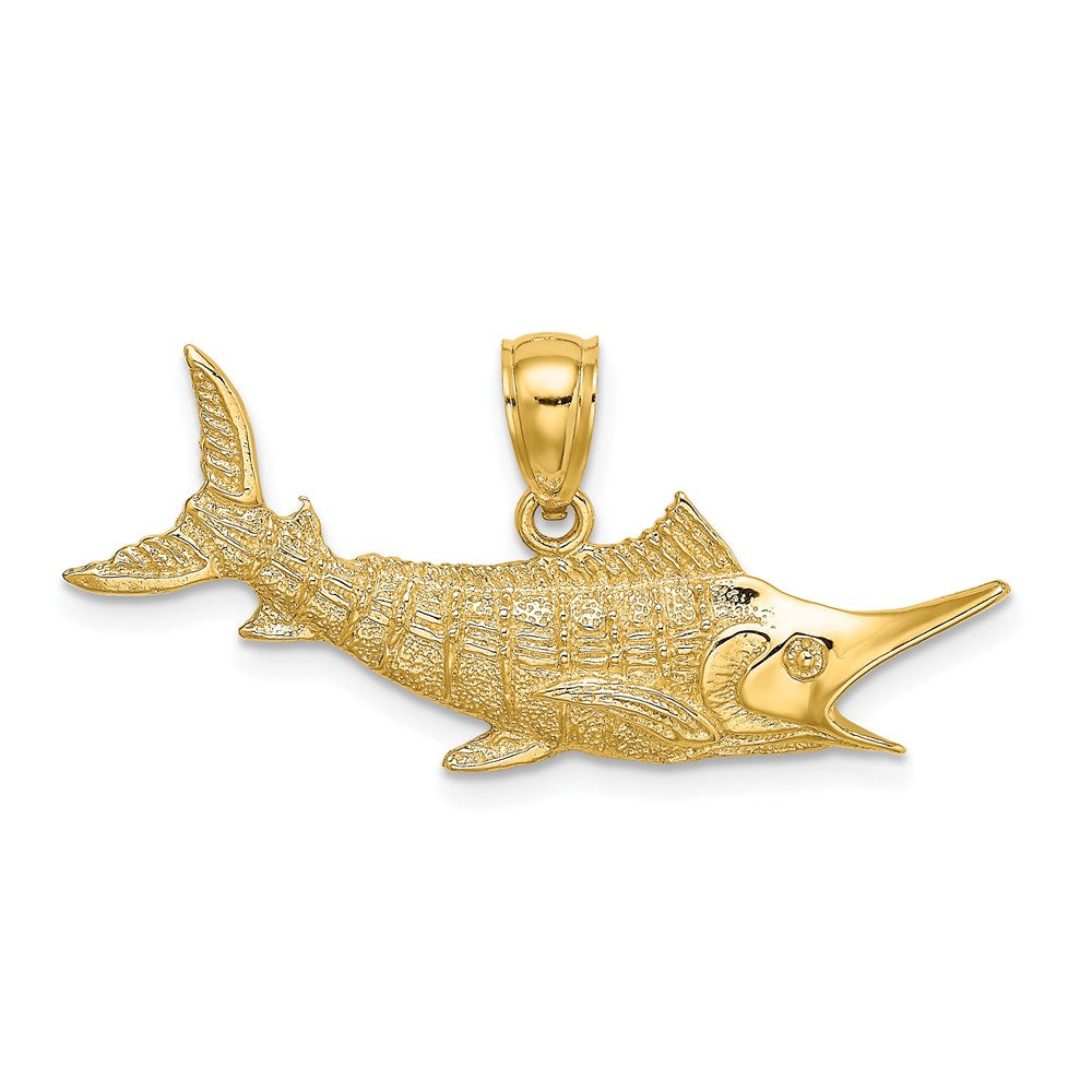 14K 2-D Textured Marlin Fish Charm