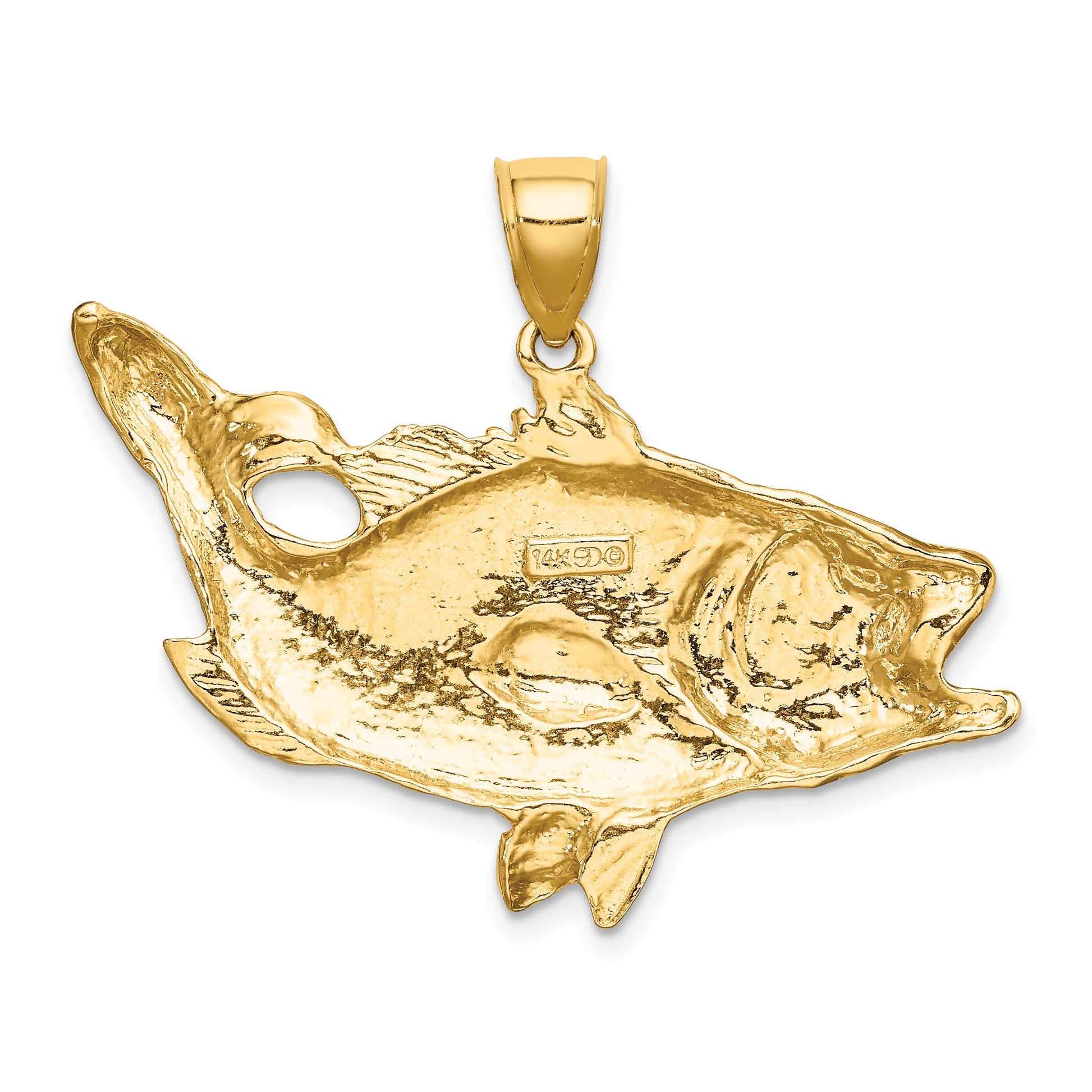 14K Large Open Mouth Bass Fish Charm