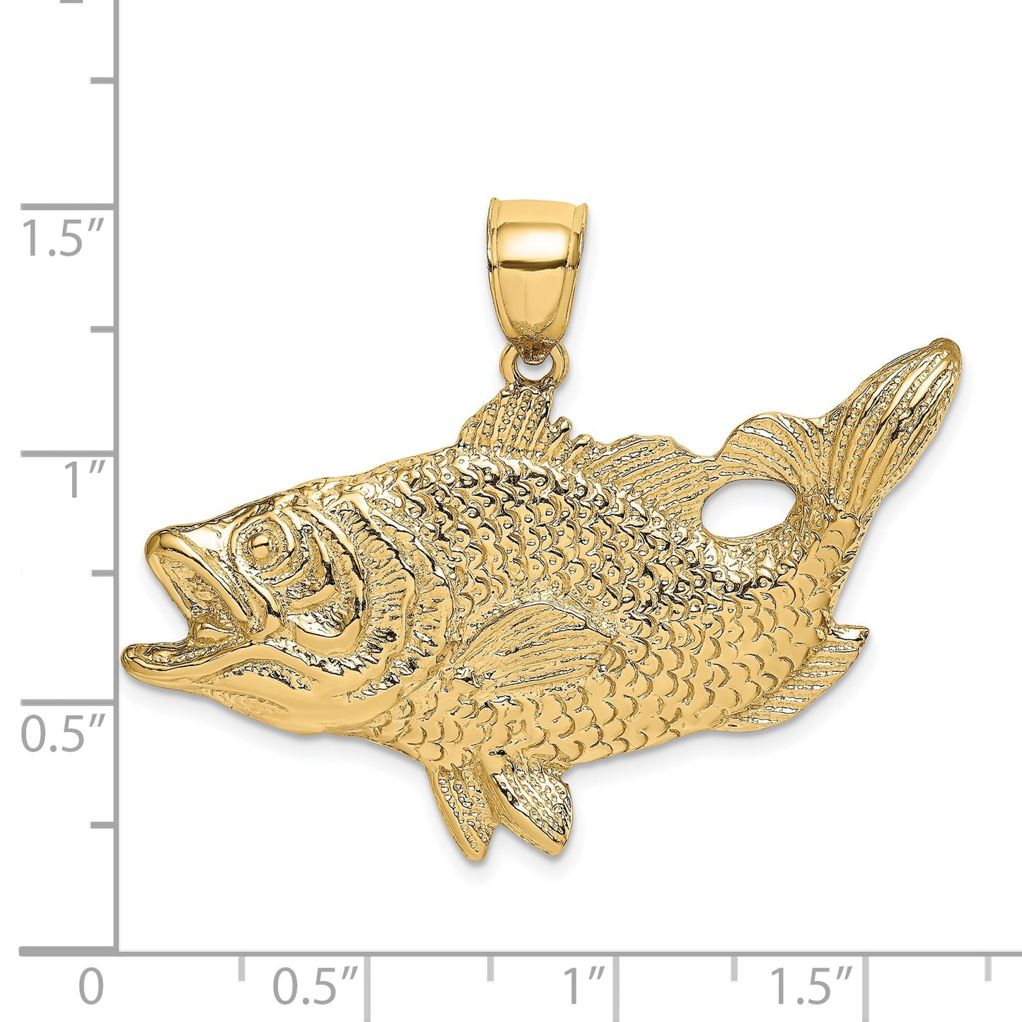 14K Large Open Mouth Bass Fish Charm