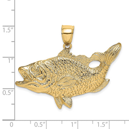 14K Large Open Mouth Bass Fish Charm