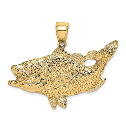 14K Open Mouth Bass Fish Charm