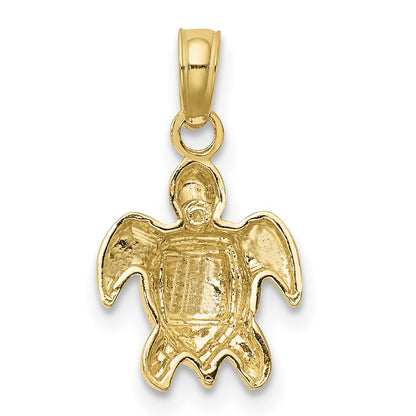 14K Textured Mini Sea Turtle Charm