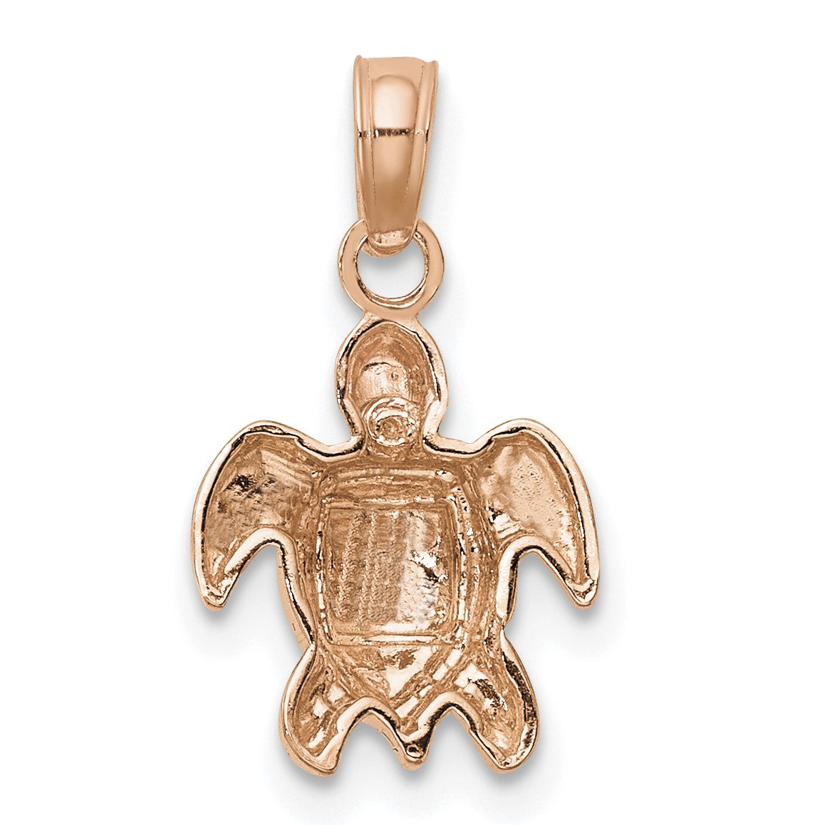 14K Rose Gold Textured Mini Sea Turtle Charm