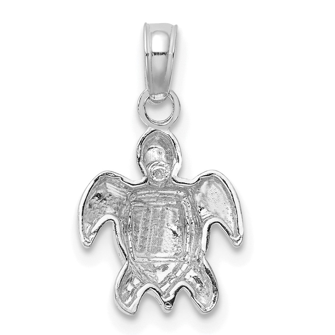 14K White Gold Textured Mini Sea Turtle Charm
