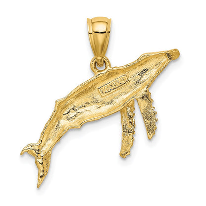 14K 2-D Textured Whale Charm