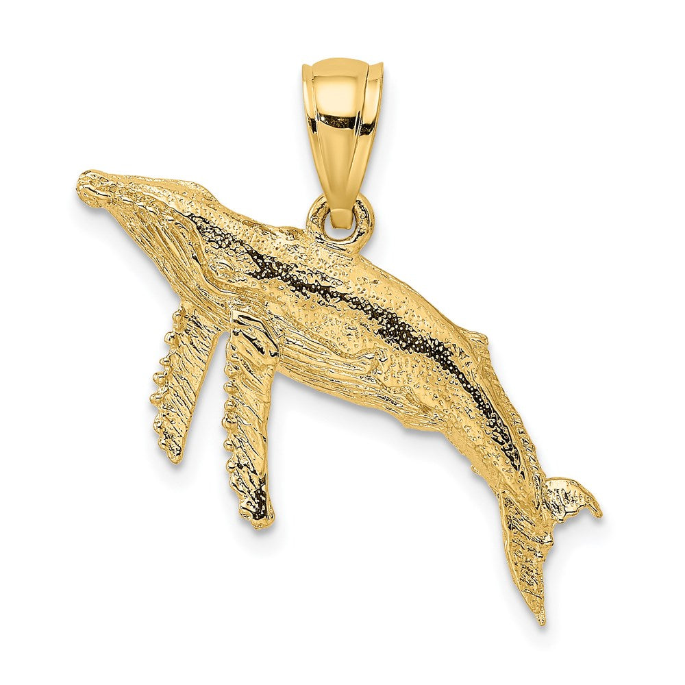 14K 2-D Textured Whale Charm