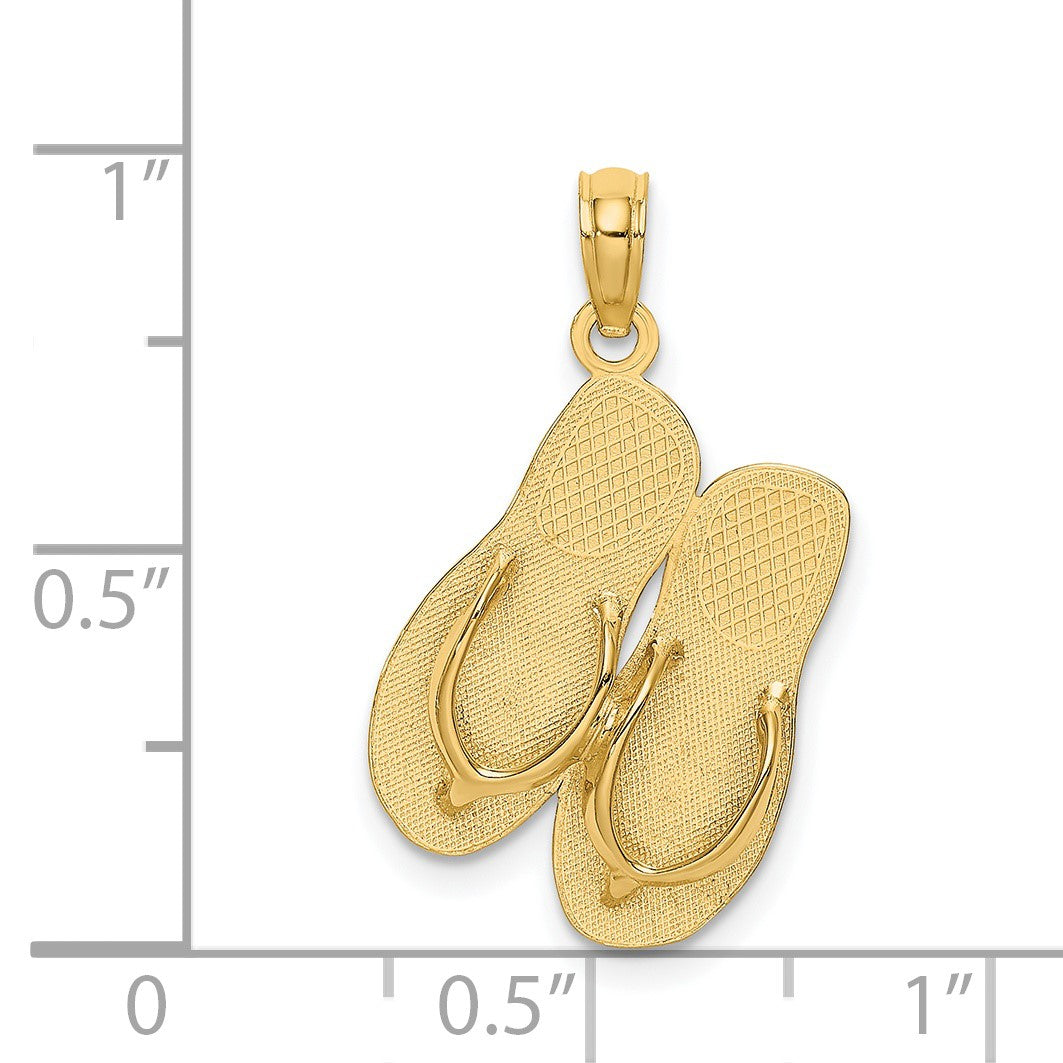 14K 3-D Large SEA ISLE Double Flip-flop Charm