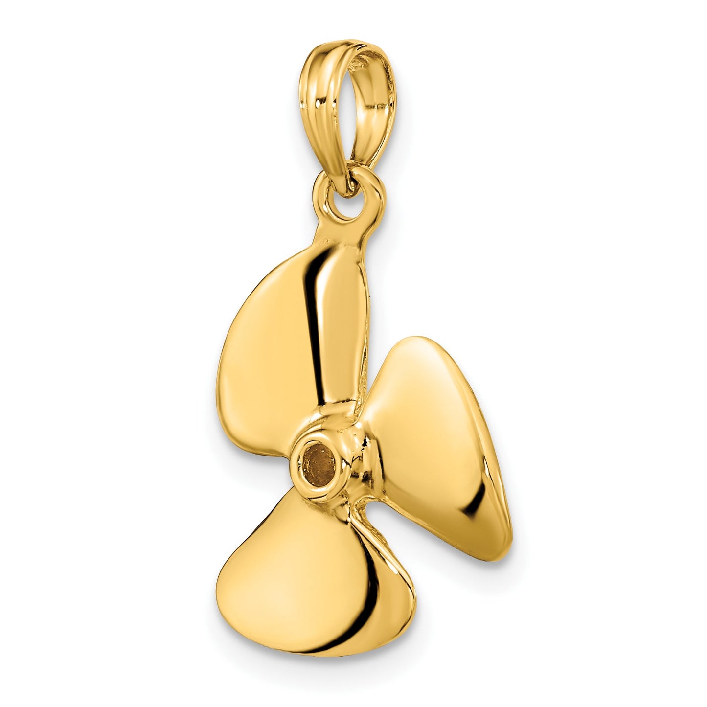 14K 3-D Polished Three Blade Propeller Charm