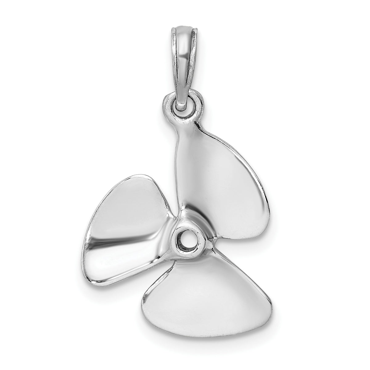 14K White Gold 3-D Polished Three Blade Propeller Charm
