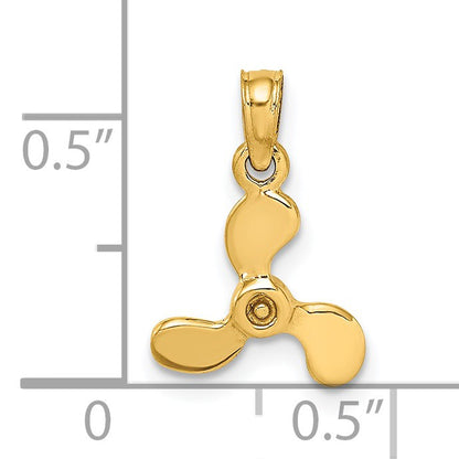 14K 3-D Polished Mini Three Blade Propeller Charm