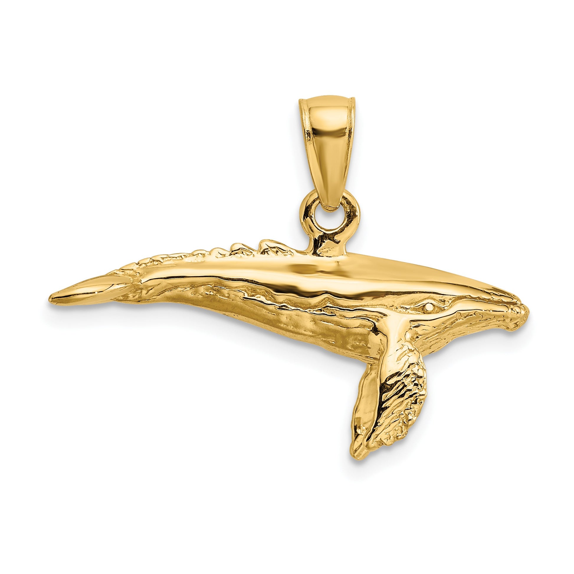 14K 3-D with Textured Underside Humpback Whale Charm