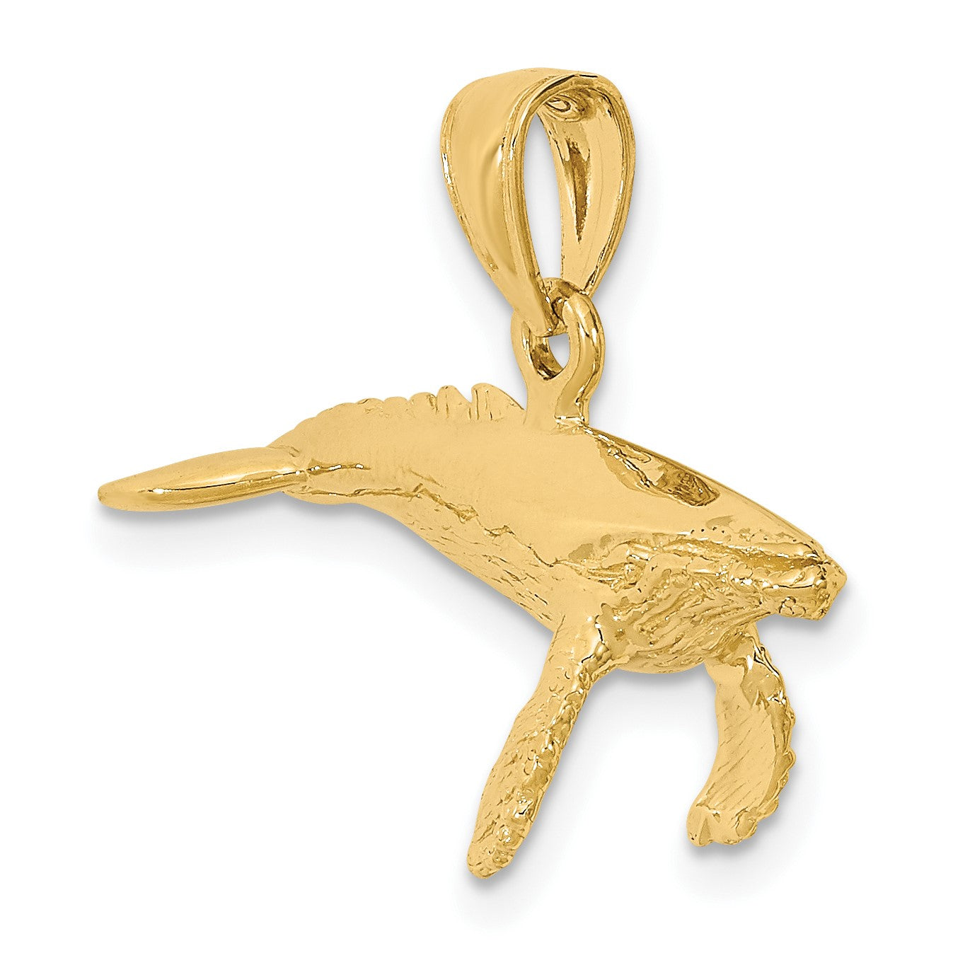 14K 3-D with Textured Underside Humpback Whale Charm