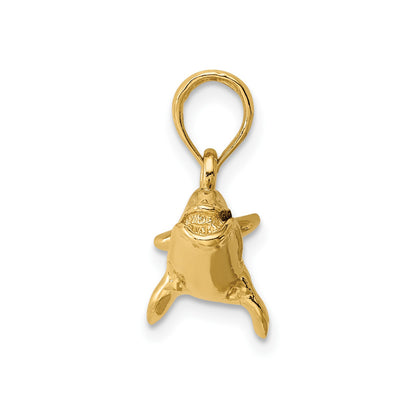 14K 3-D Polished Bowhead Whale Charm