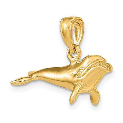 14K 3-D Polished Bowhead Whale Charm