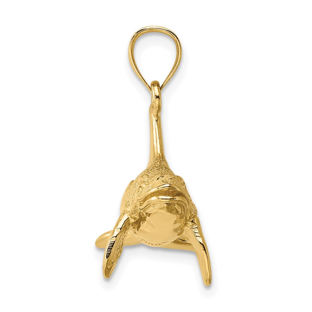 14K 3-D Textured Killer Whale Charm