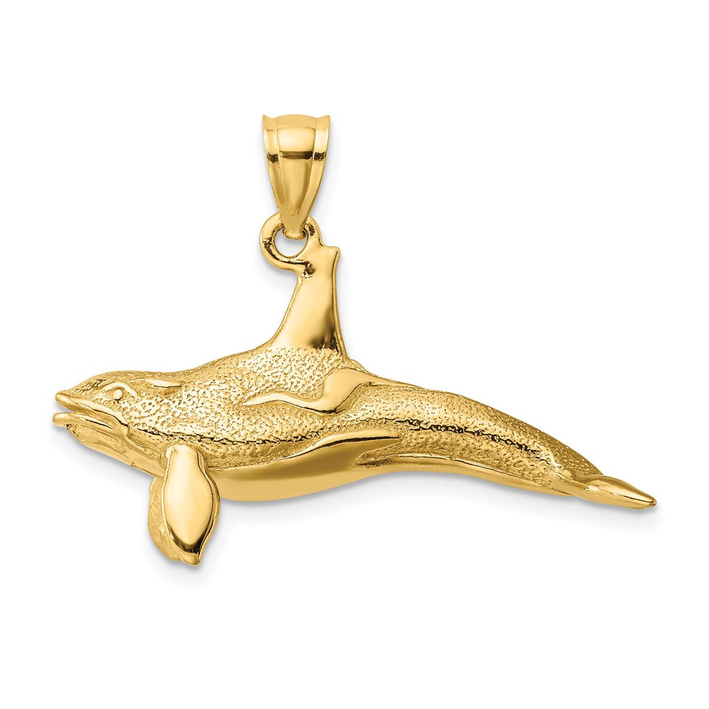 14K 3-D Textured Killer Whale Charm