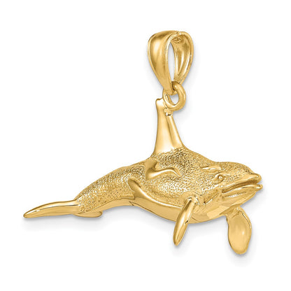 14K 3-D Textured Killer Whale Charm