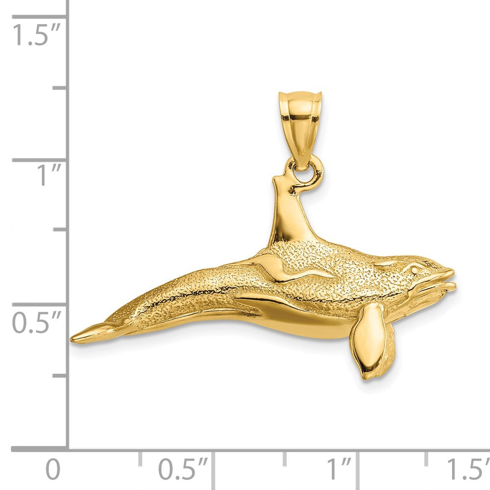 14K 3-D Textured Killer Whale Charm