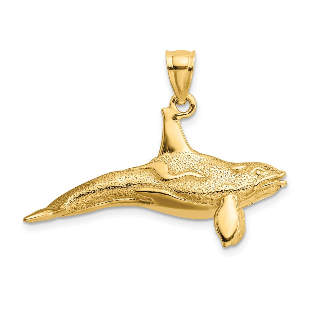 14K 3-D Textured Killer Whale Charm