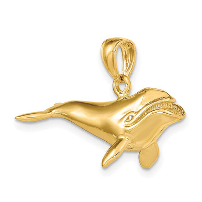 14K 3-D High Polished Bowhead Whale Charm