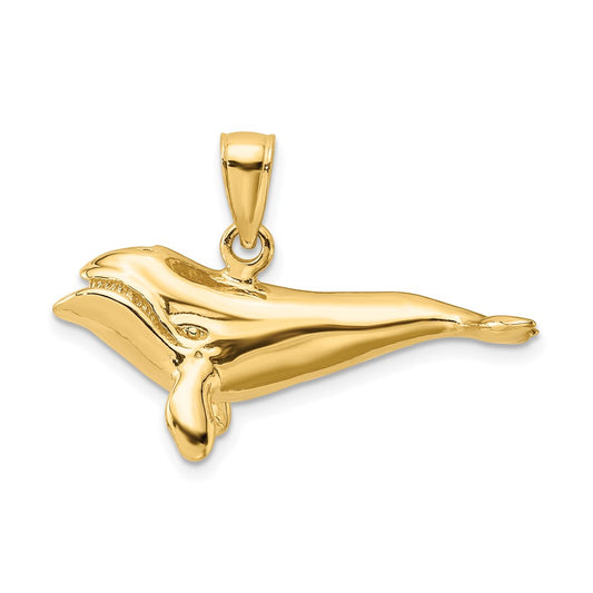 14K 3-D High Polished Bowhead Whale Charm