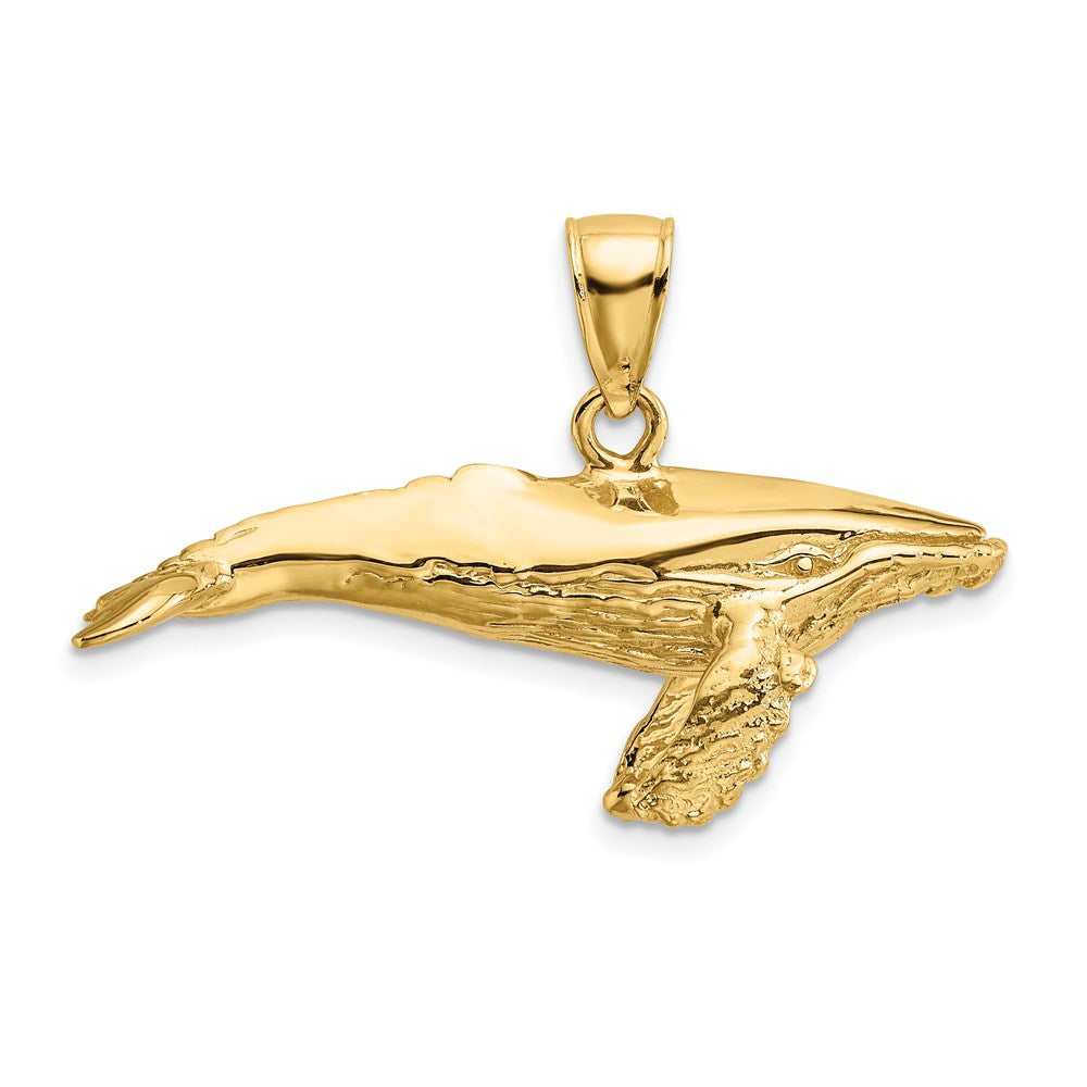 14K 3-D Textured Underside Humpback Whale Charm