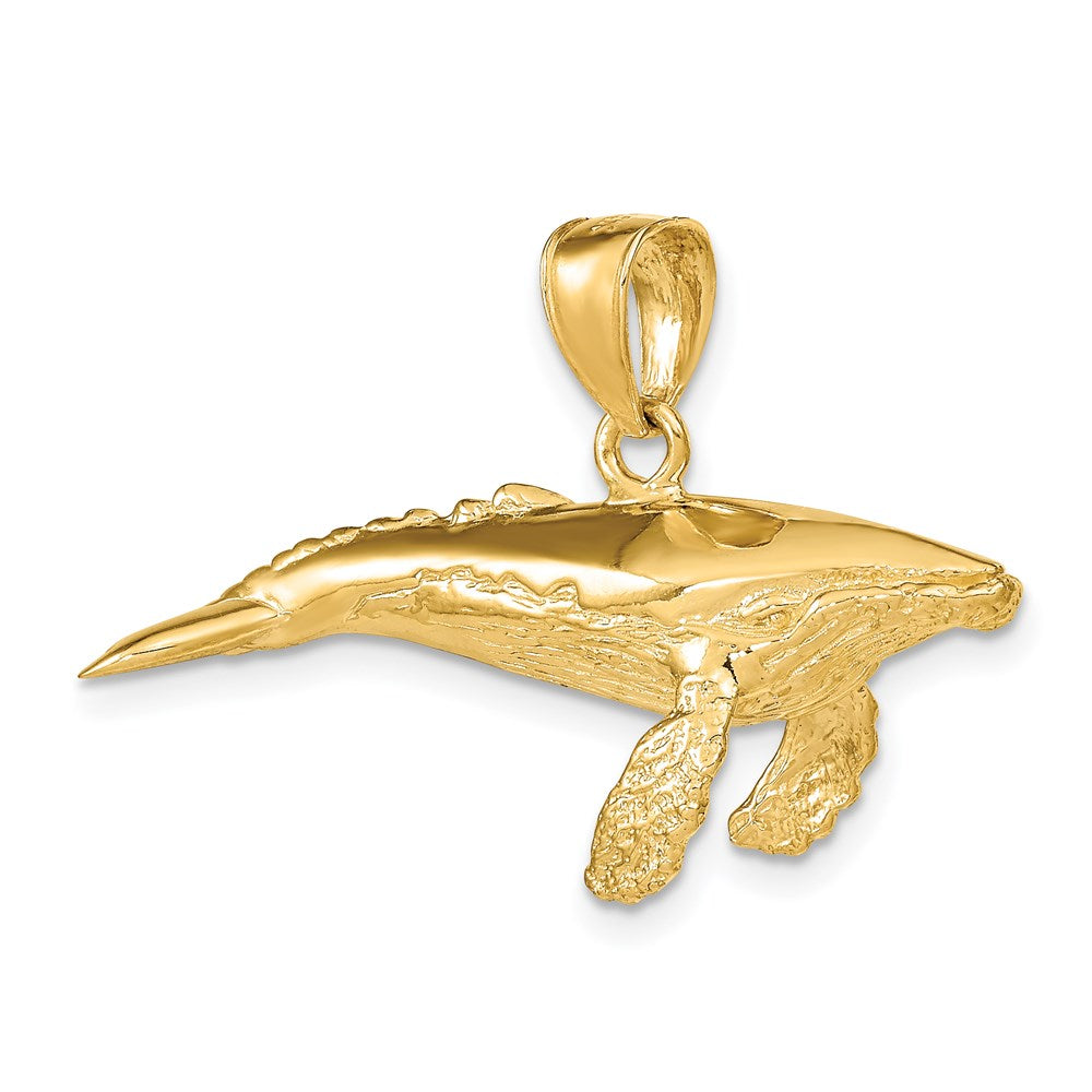 14K 3-D Textured Underside Humpback Whale Charm