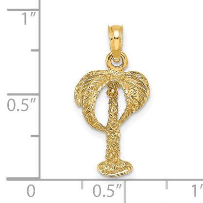 14K 2-D Palm Tree with Coconuts Charm