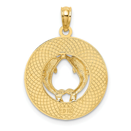 14K FLORIDA with Dolphins Circle Charm