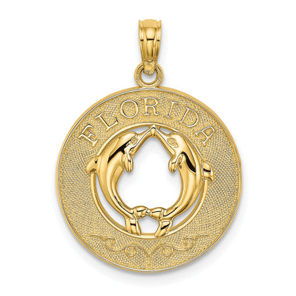 14K FLORIDA with Dolphins Circle Charm