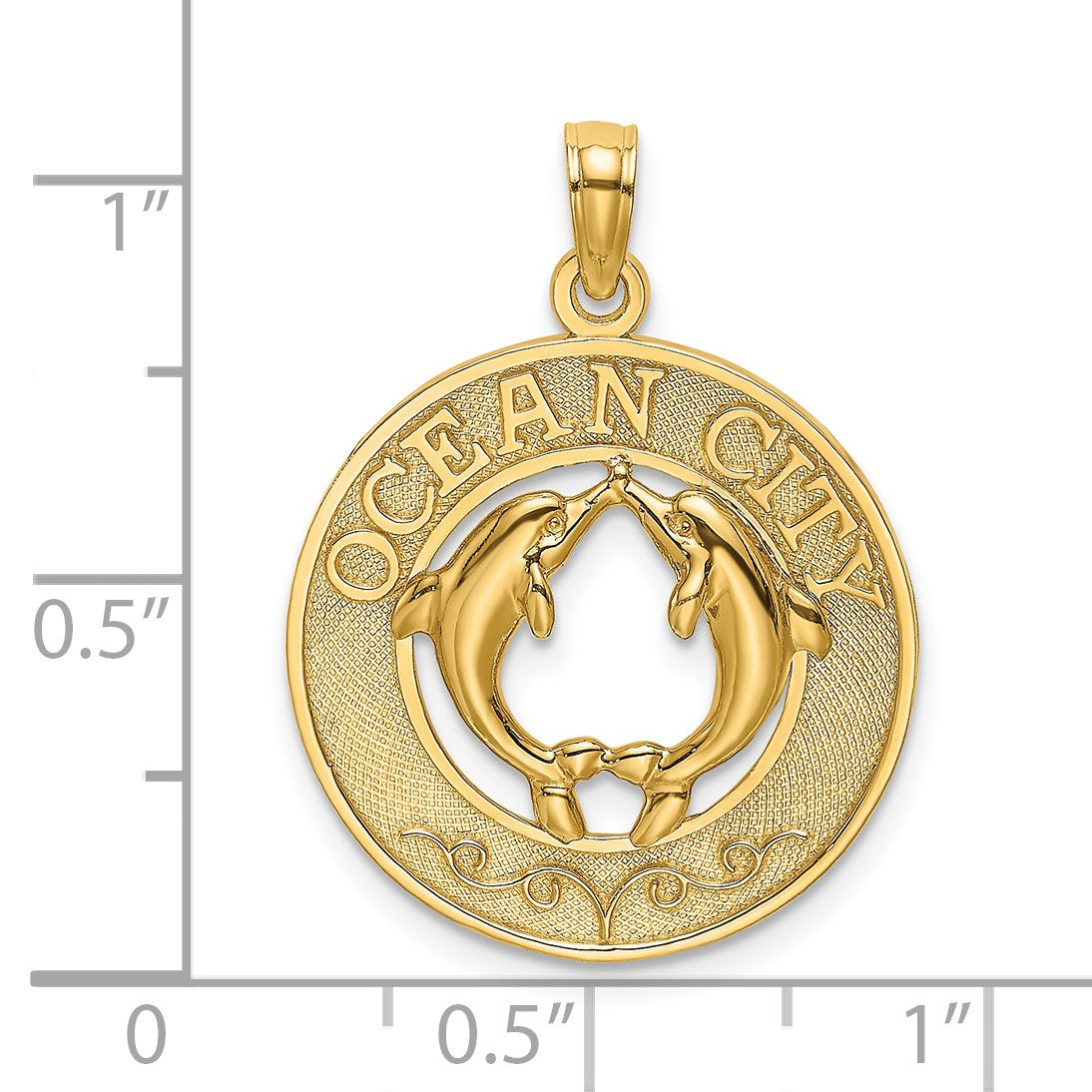 14K OCEAN CITY with Dolphins Charm