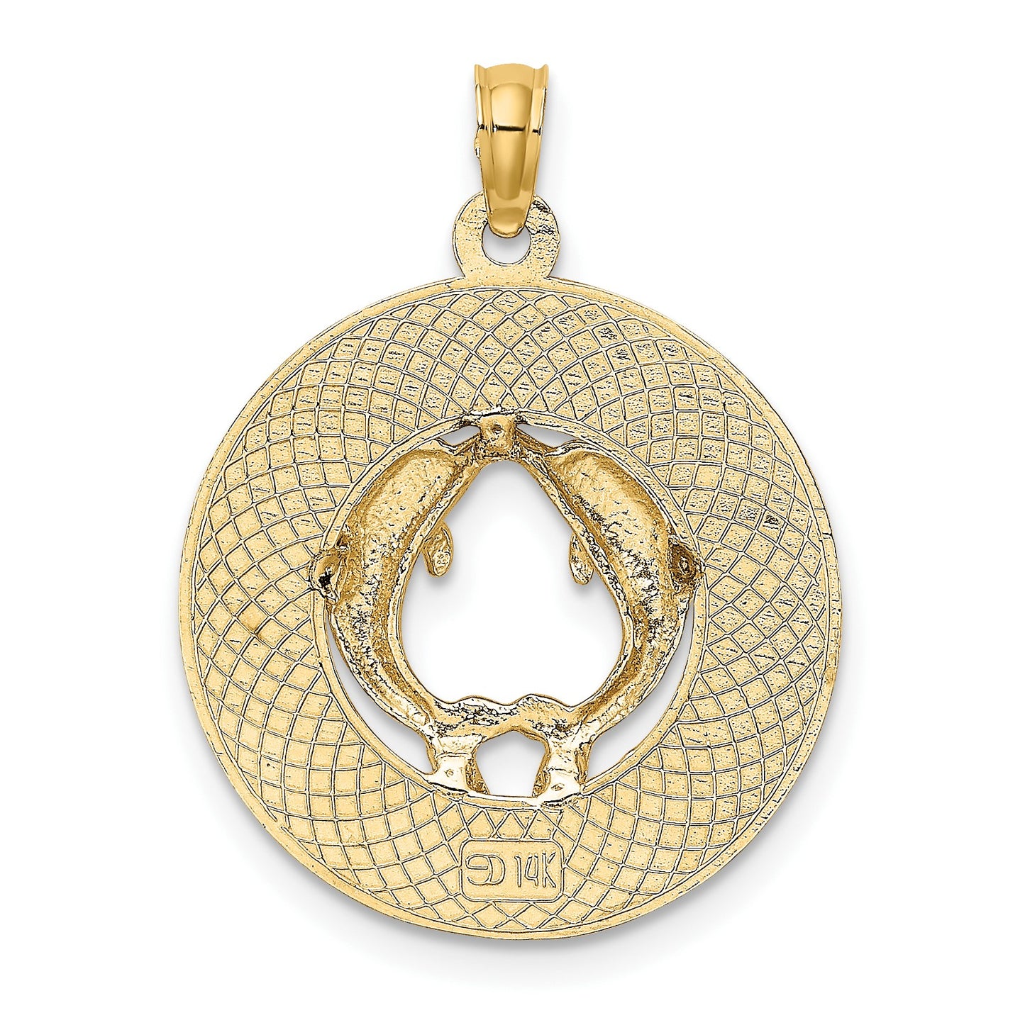 14K MARCO ISLAND Circle with Dolphins Charm